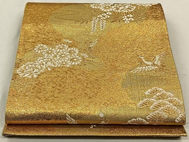 SO-294 袋帯 六通 正絹 九百錦 舞扇文 高級 美品 平和屋着物◎六通柄袋帯 九百錦 樹林風景文 純金二重箔 金糸