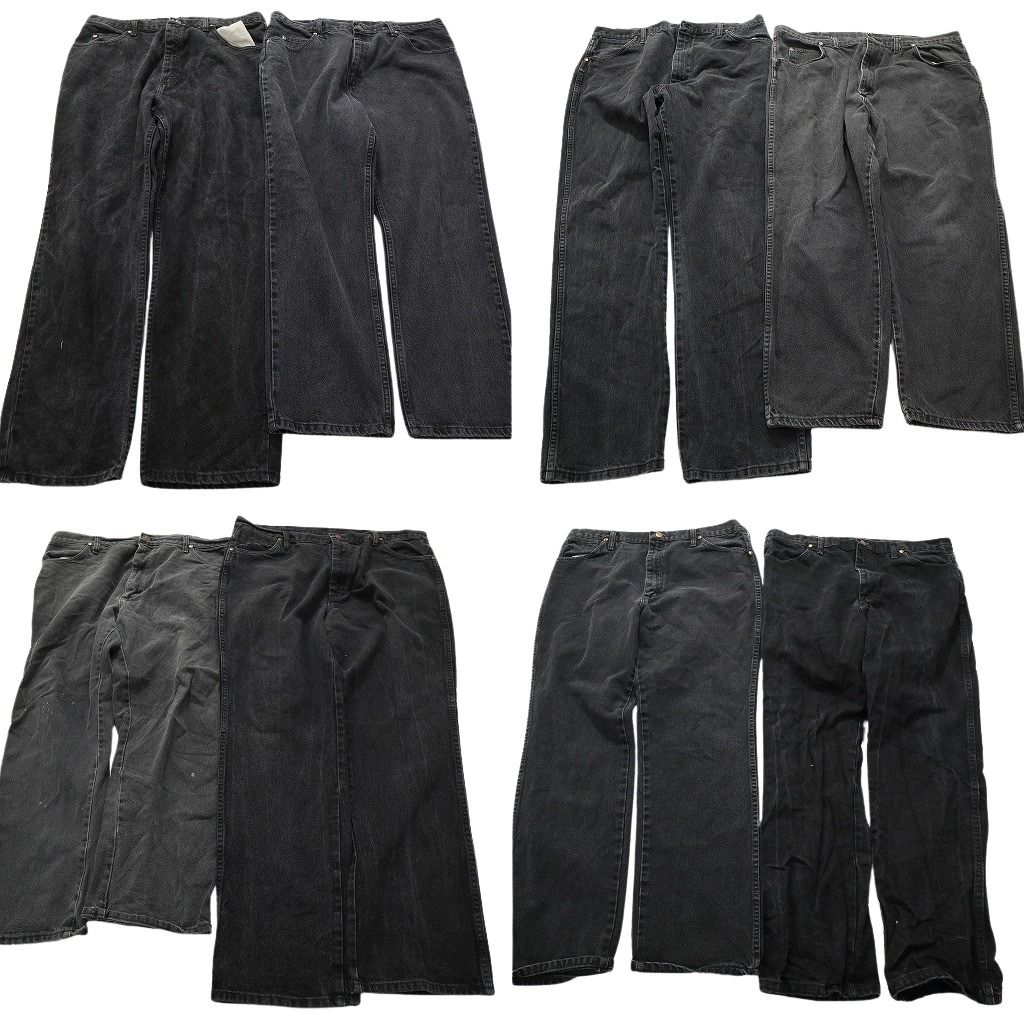 古着卸 まとめ売り Wrangler ラングラー ブラックデニム パンツ 8枚セット (メンズ 38 /40 ) ストレート アメカジ 中古 古着 MX8377