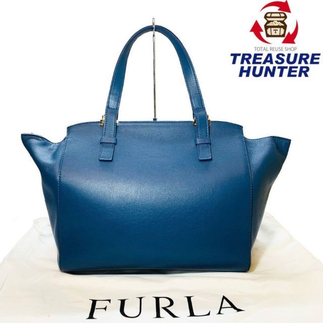 FURLA フルラ レザー ハンドバッグ トートバッグ ブルー 240001017372