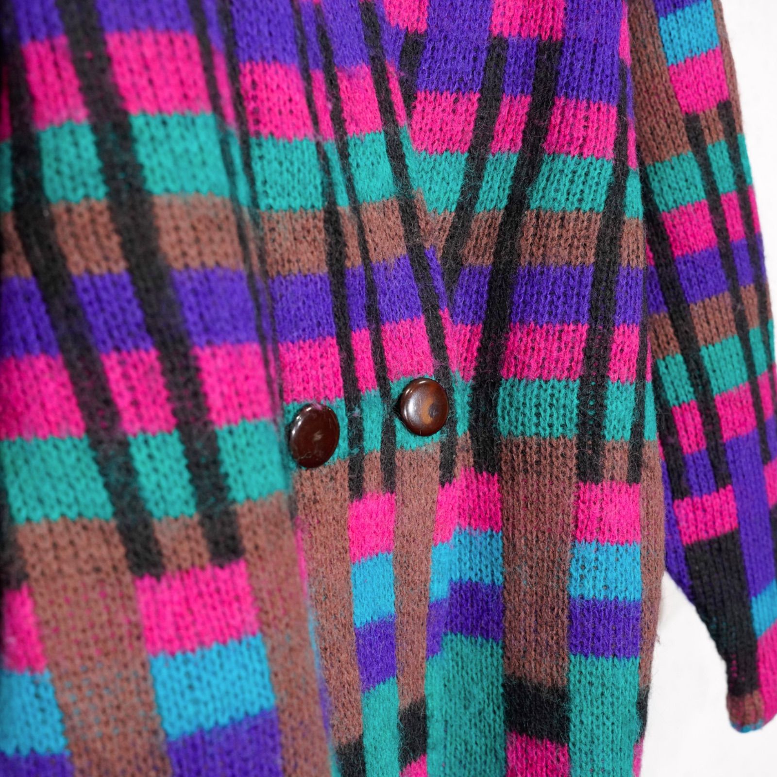 JACKET アメリカ古着カラフルパターンデザインモヘアニットジャケット