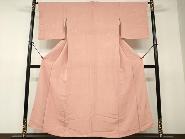 平和屋着物□上質な色無地 流水地紋 珊瑚色 正絹 逸品 DAAS5132ya 平和