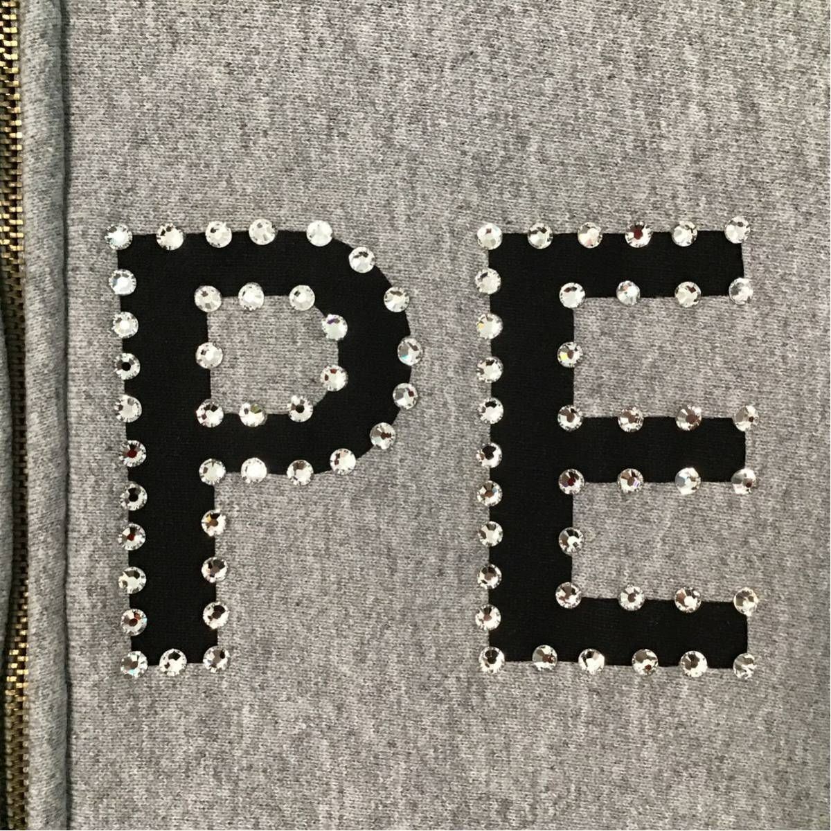 エイプ A BATHING APE スワロフスキー パーカー グレー Mサイズ ☆XL☆ CHAMPION × swarovski × BAPE ジップ パーカー グレー a