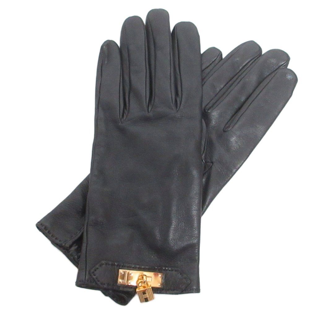 エルメス HERMES グローブ 手袋 ブラック 黒 レザー サイズ23cm