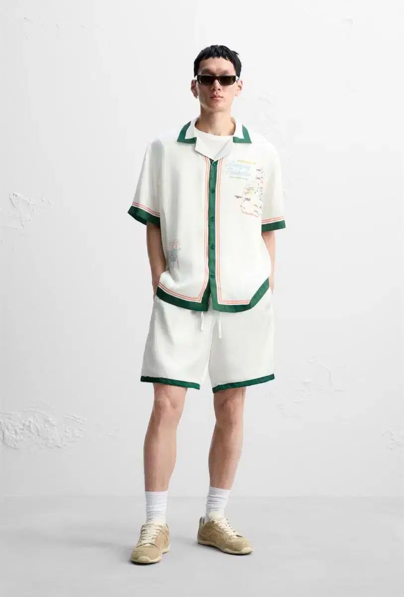 ZARA ザラ コントラスト サテン 襟付き シャツ L