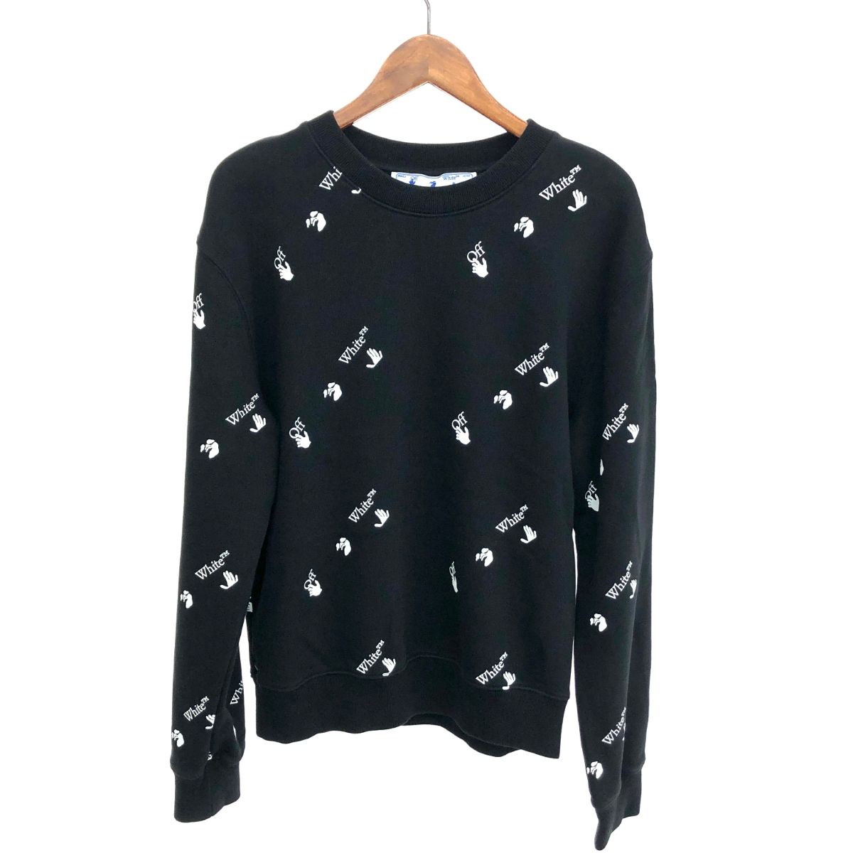 Off-White オフホワイト ハンド総柄 クルーネック スウェット サイズ M OMBA025R21FLE009 ブラック メンズ 21SS 241005004109