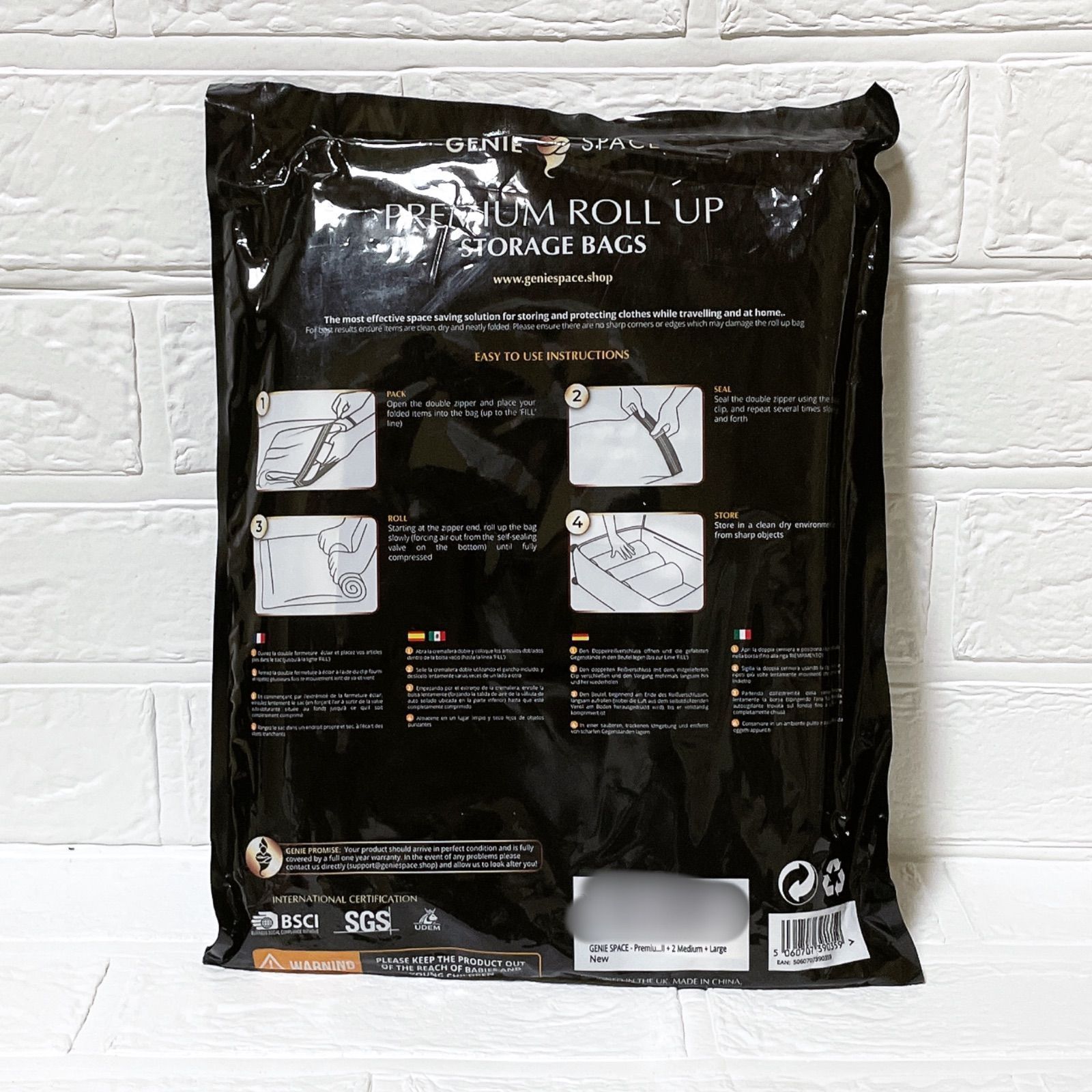 真空圧縮収納バッグ SPACE 【高評価】GENIE 6枚入りバラエティサイズ ｜GENIE SPACE - 信じられないほど強力な真空バッグ収納｜L