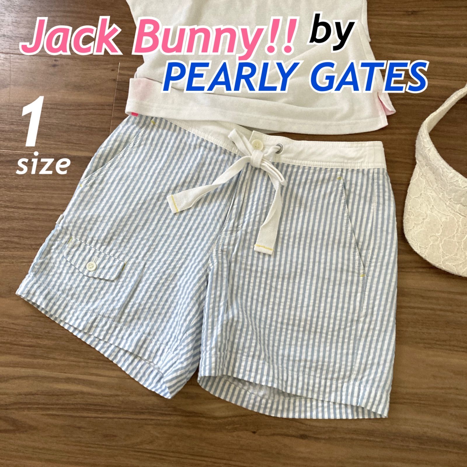 Jack Bunny!! by PEARLY GATES ジャックバニー バイ パーリーゲイツ レディース ゴルフ ショートパンツ 1 ハーフパンツ  ウェア 刺繍ロゴ ストライプ柄 ライトブルー系 (H2) - メルカリ