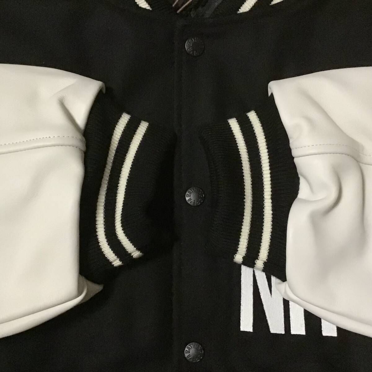 ☆新品☆ 2XL ネイバーフッド × BAPE 袖レザー スタジャン a bathing