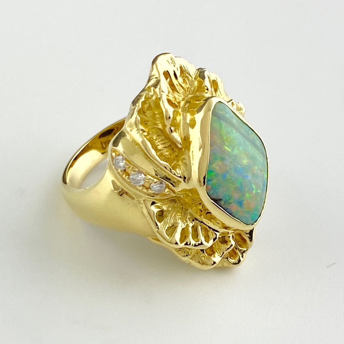 10Kオパールリング YG 13号 オパール デザインリング 13号 YG 10K