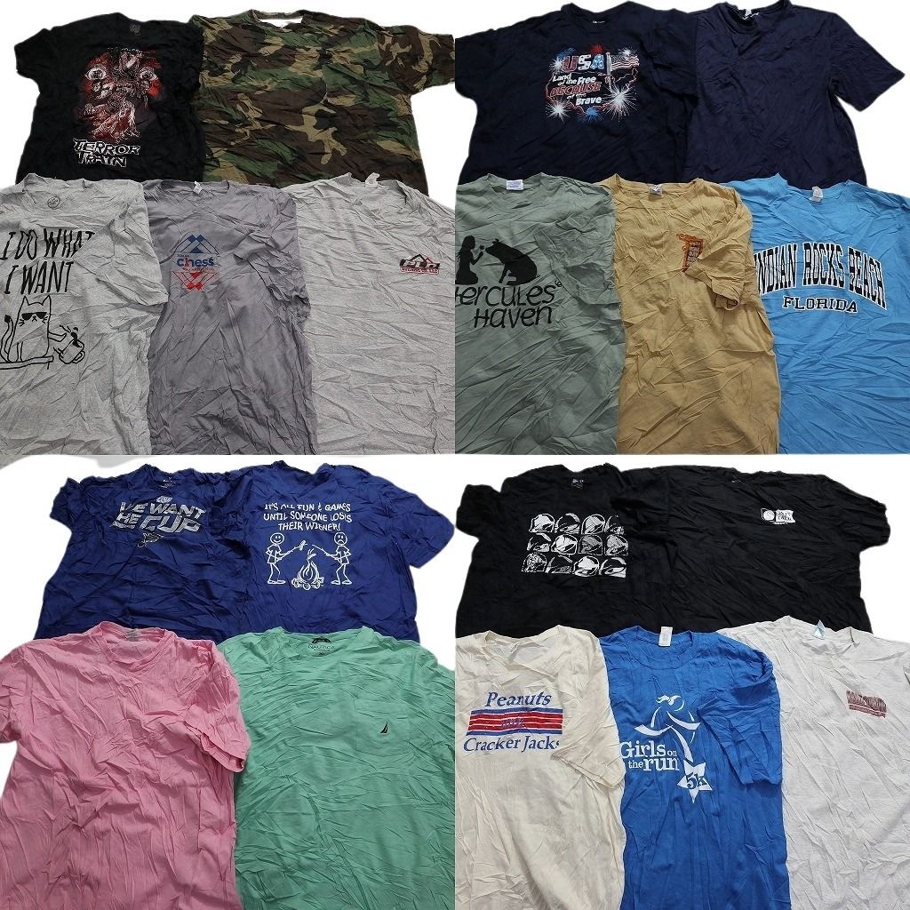 古着卸 まとめ売り カラーmix プリント 半袖Tシャツ 19枚セット (メンズ XL /2XL ) 迷彩 ノーティカ カラーMIX MT3468
