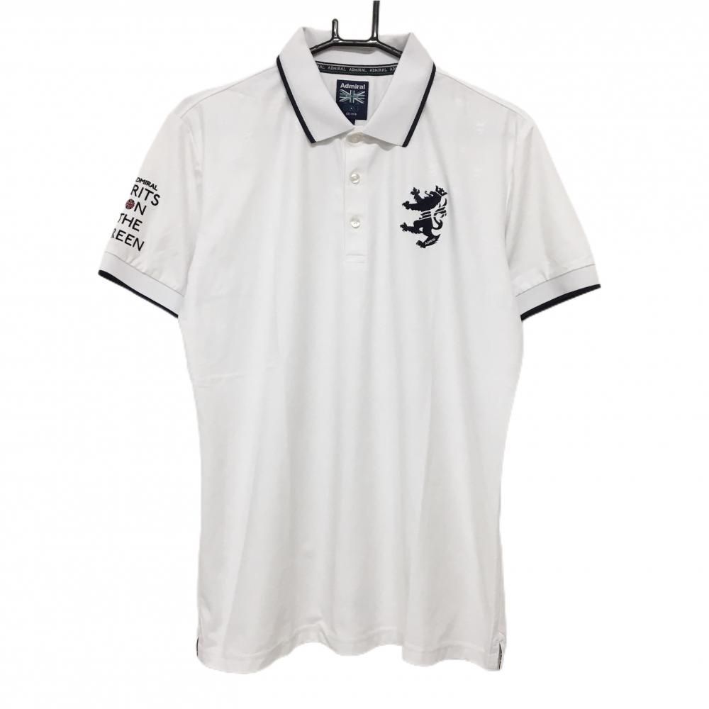 ☆値下げ☆【超美品】アドミラル 半袖ポロシャツ 白×ネイビー 地模様
