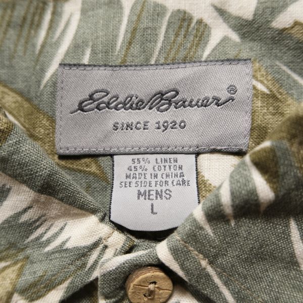 【ビッグサイズ】90s Eddie Bauer リネンコットン総柄アロハシャツL ビッグサイズ】90s Eddie Bauer リネンコットン総柄アロハシャツ