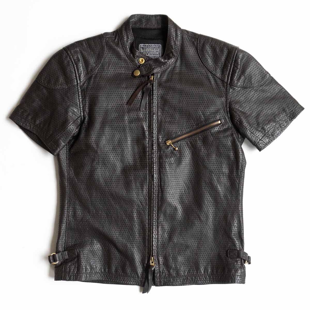 美品】KADOYA【パンチング ショートスリーブ シングルライダース 