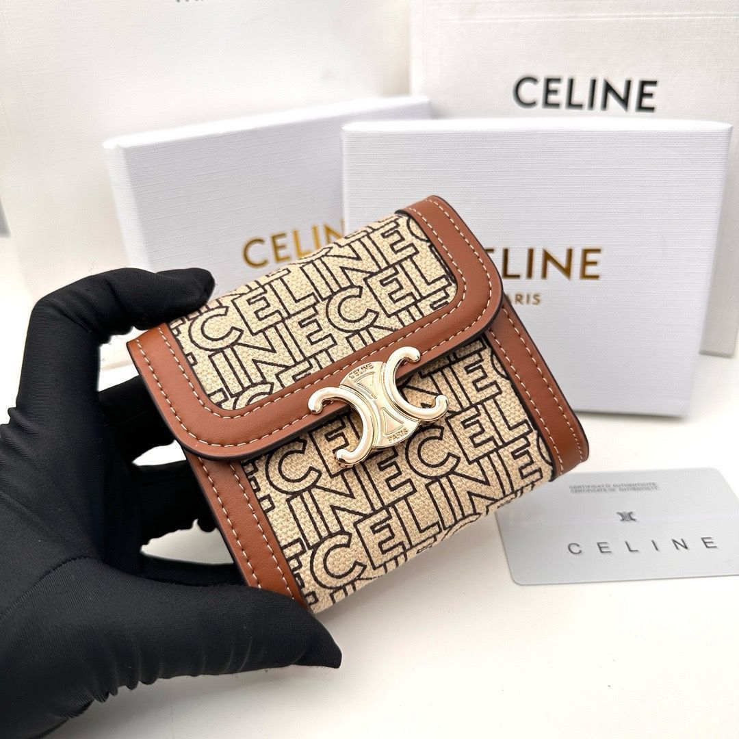 【美品】 CELINE セリーヌ スモール トリオンフ 三つ折り財布