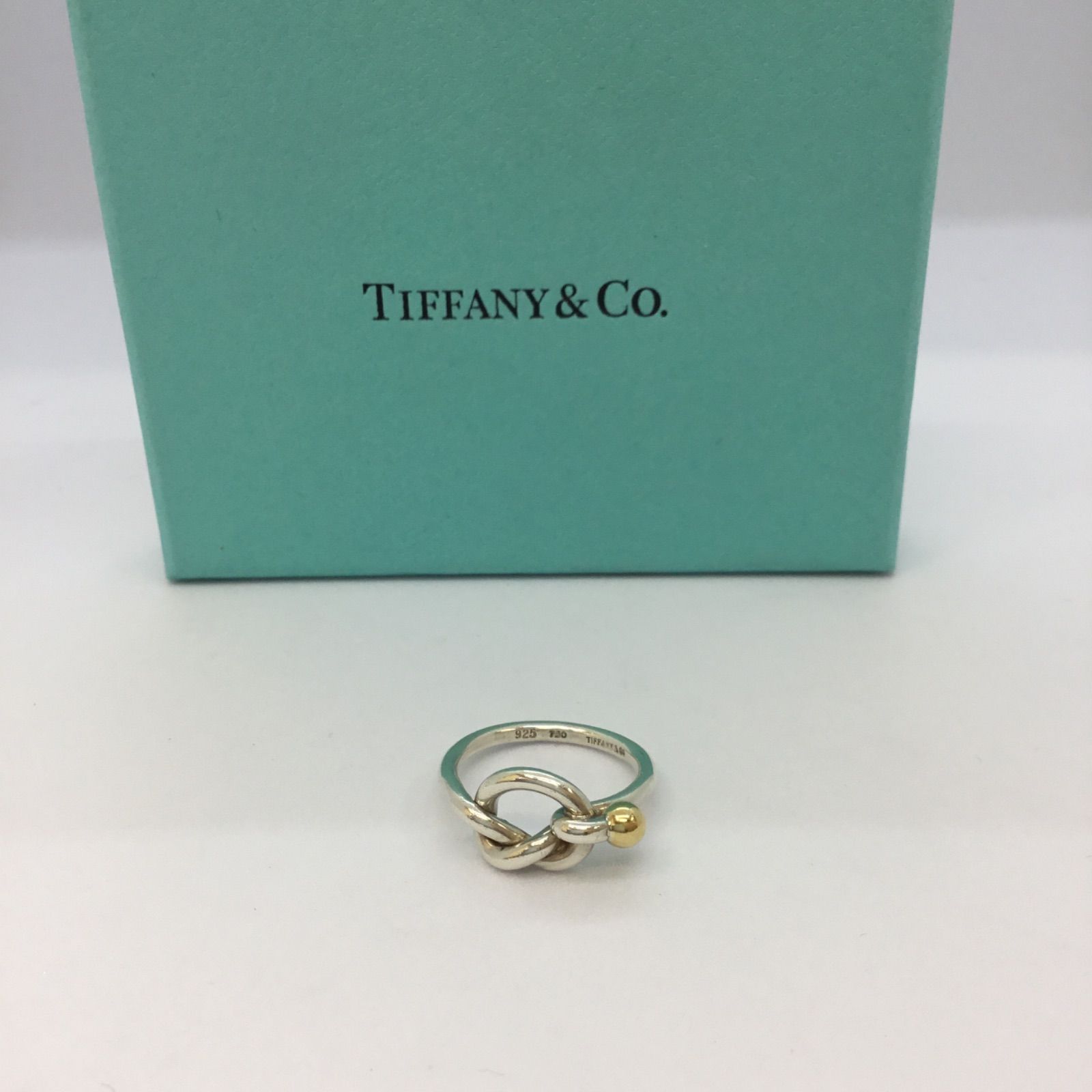 ★美品 TIFFANY&Co. ティファニー ／ ティファニーラブノットリング ／ティファニーリング ／ 925 & K18 ／ ブランド リング ／  シルバー925 ／ 11号 ／ 指輪 ／ アクセサリー ／ ピンキーリング ／ 保存袋付き