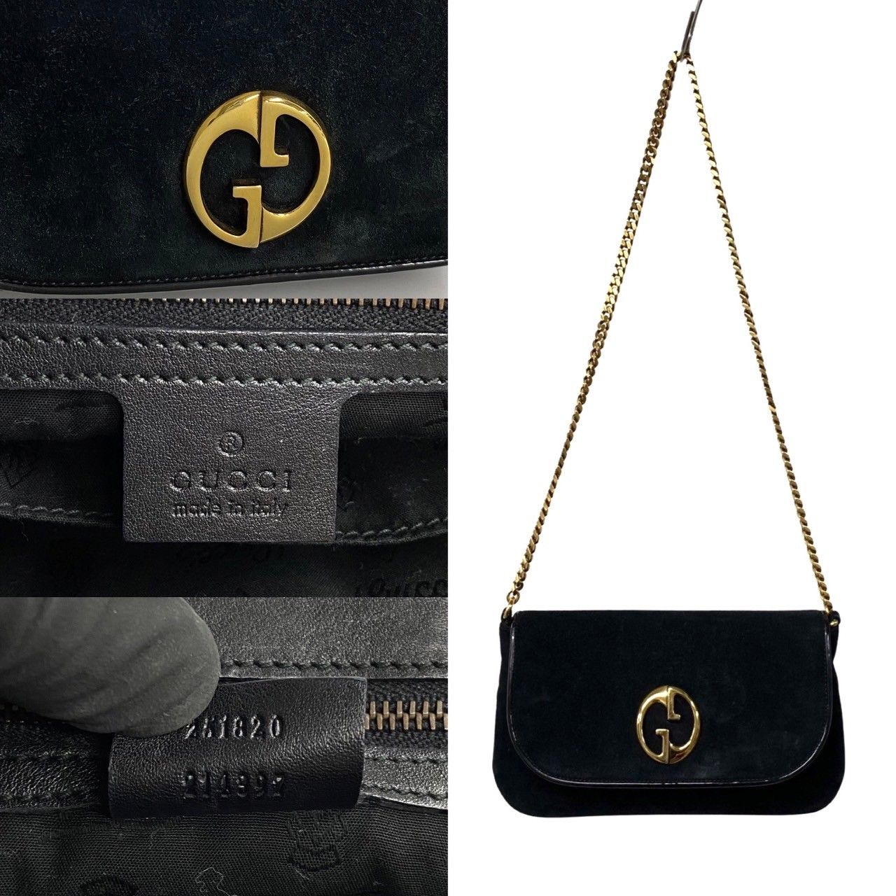 極 美品 GUCCI グッチ GG ロゴ 金具 パテント レザー スエード 本革 
