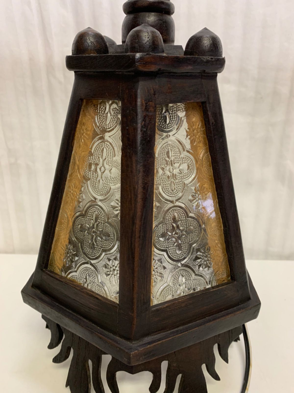 ランプ ステンドグラス テーブルランプ 照明 木製 壁掛け 昭和