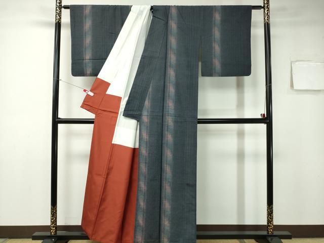 平和屋着物□上質な紬 絣文様 間道 正絹 逸品 未使用 CAAS2502xi