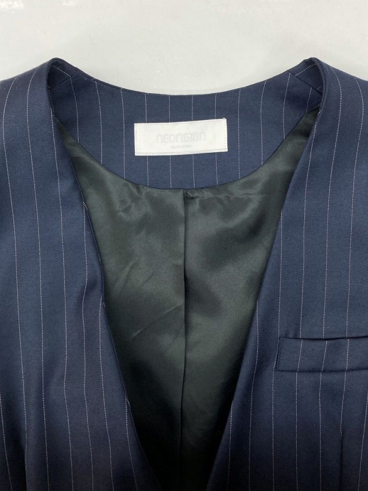 ネオンサイン NEON SIGN CHALK STRIPE NO COLLAR JACKET