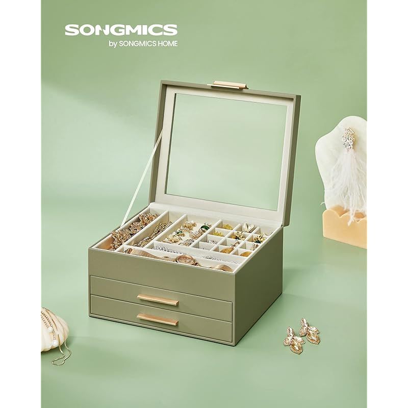 SONGMICS ジュエリーボックス 大容量 アクセサリーケース 3段式