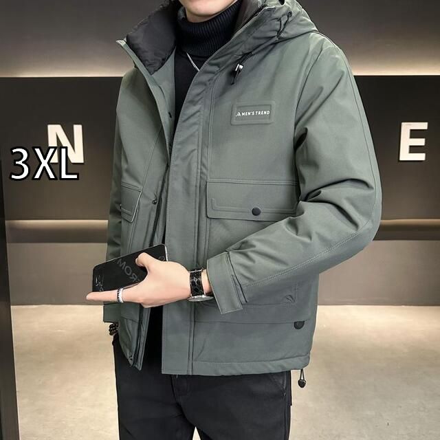 3XL 秋冬 コーデ メンズ 服 シンプル ファッション オシャレ 大人 かっこいい 大きいサイズ ストリート 紳士服 軽 薄手 ダウン ジャケット フード付き 厚手