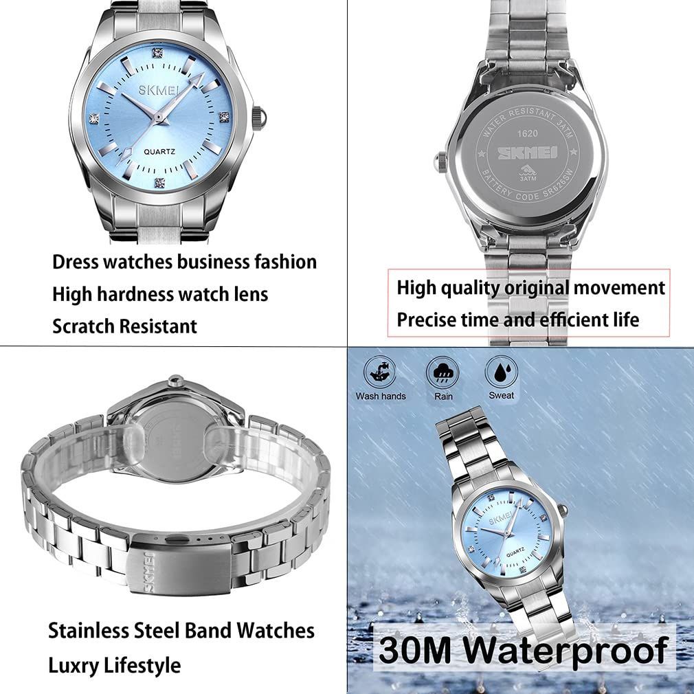ブランド カジュアル クオーツ シンプル アナログ 女性用 れでいーす うで時計 時計 クラシック 高級 ビジネス プレゼント 防水 ブルー ステンレス シルバー Watch おしゃれ for レディース WOMEN 腕時計