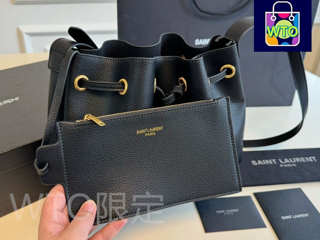 【SAINT LAURENT】ハンドバッグ<バケツバッグ ><ロゴ入り> YSLサンローランの新作バケツバッグ、ハンドバッグ、バック