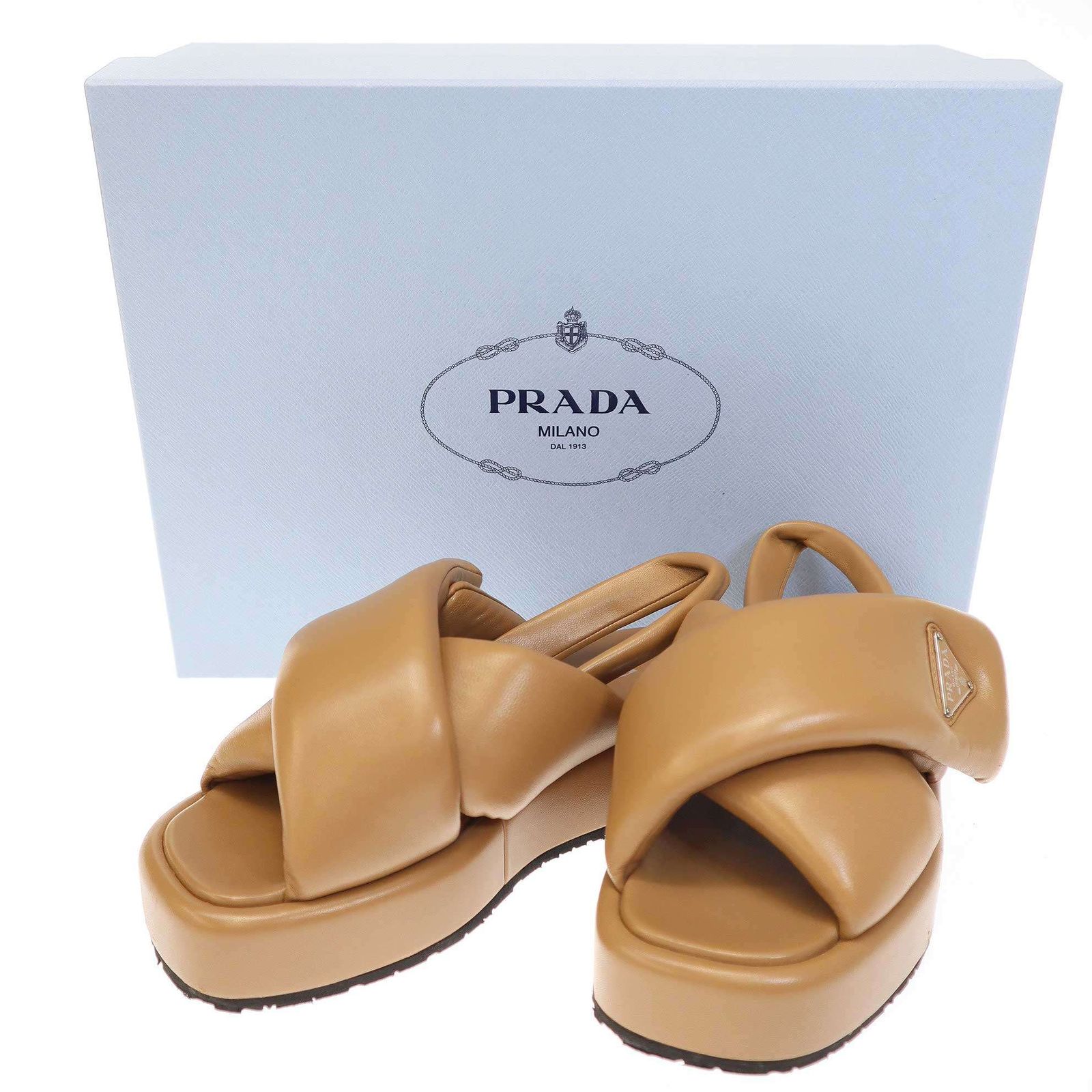 PRADA プラダ パディングナッパレザーサンダル 2DL8 1X123N ブラウン 35