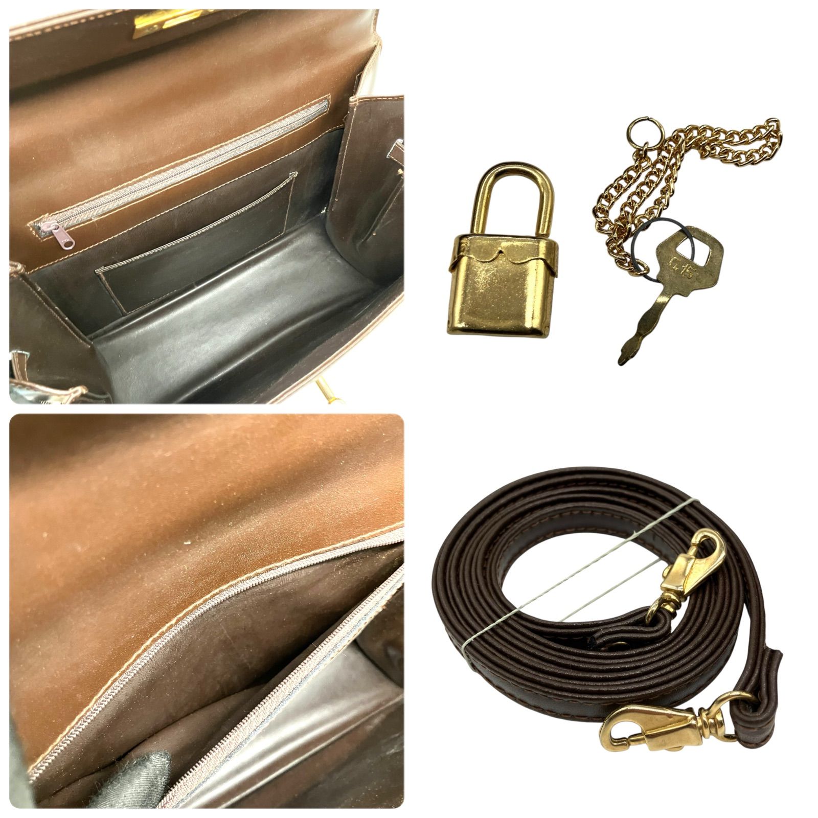 本革 ハンドバッグ 2way ベルトデザイン ゴールド金具 ブラウン 1390 本革 ハンドバッグ 2way ベルトデザイン ゴールド金具 ブラウン 1390