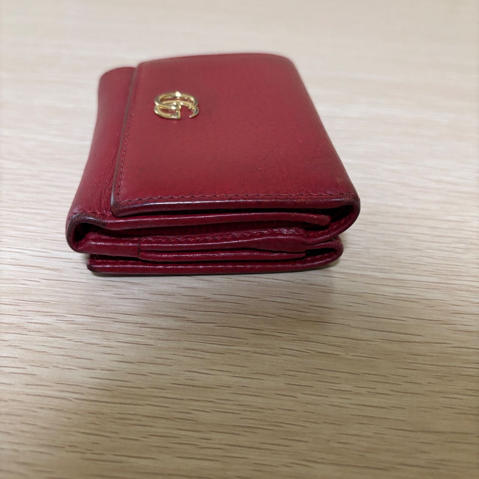 i)GUCCI グッチ GG 3つ折財布 財布 レザー レッド 赤 171746 534563