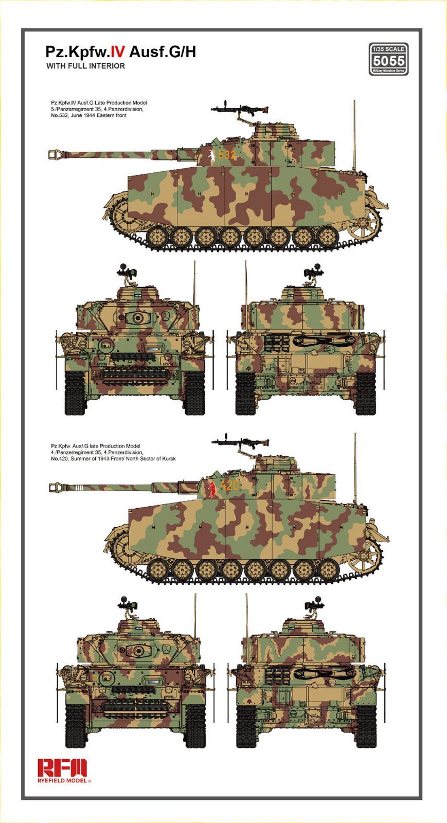 【新品】ライフィールドモデル RFM RM-5055 1/35 WWII ドイツ IV号戦車G/H型 フルインテリア