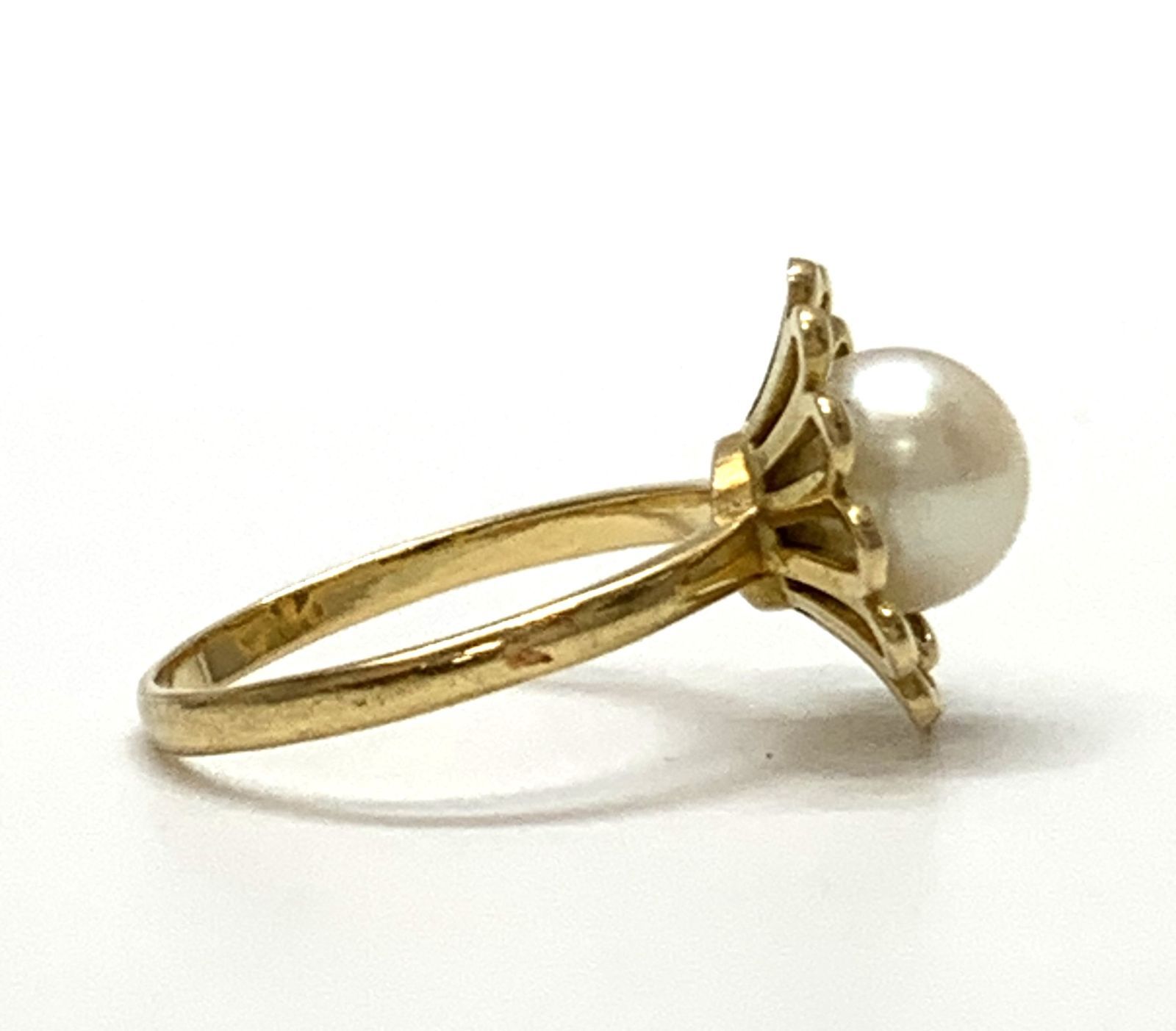 値下げ❗️K18 パール風 リング お花デザイン フラワーデザイン 指輪