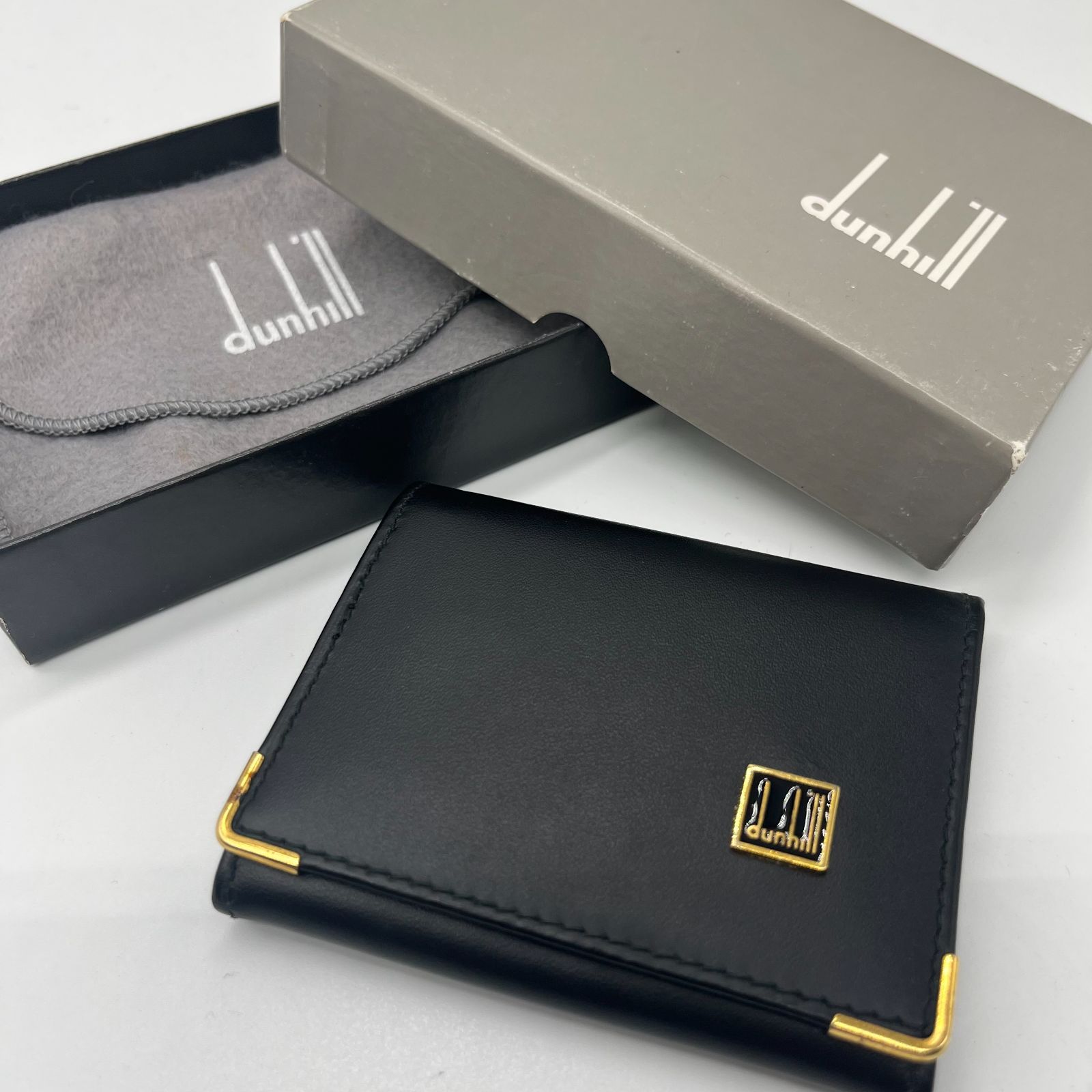 箱付き 保存袋付き dunhill ダンヒル コインケース ブラック ゴールド 