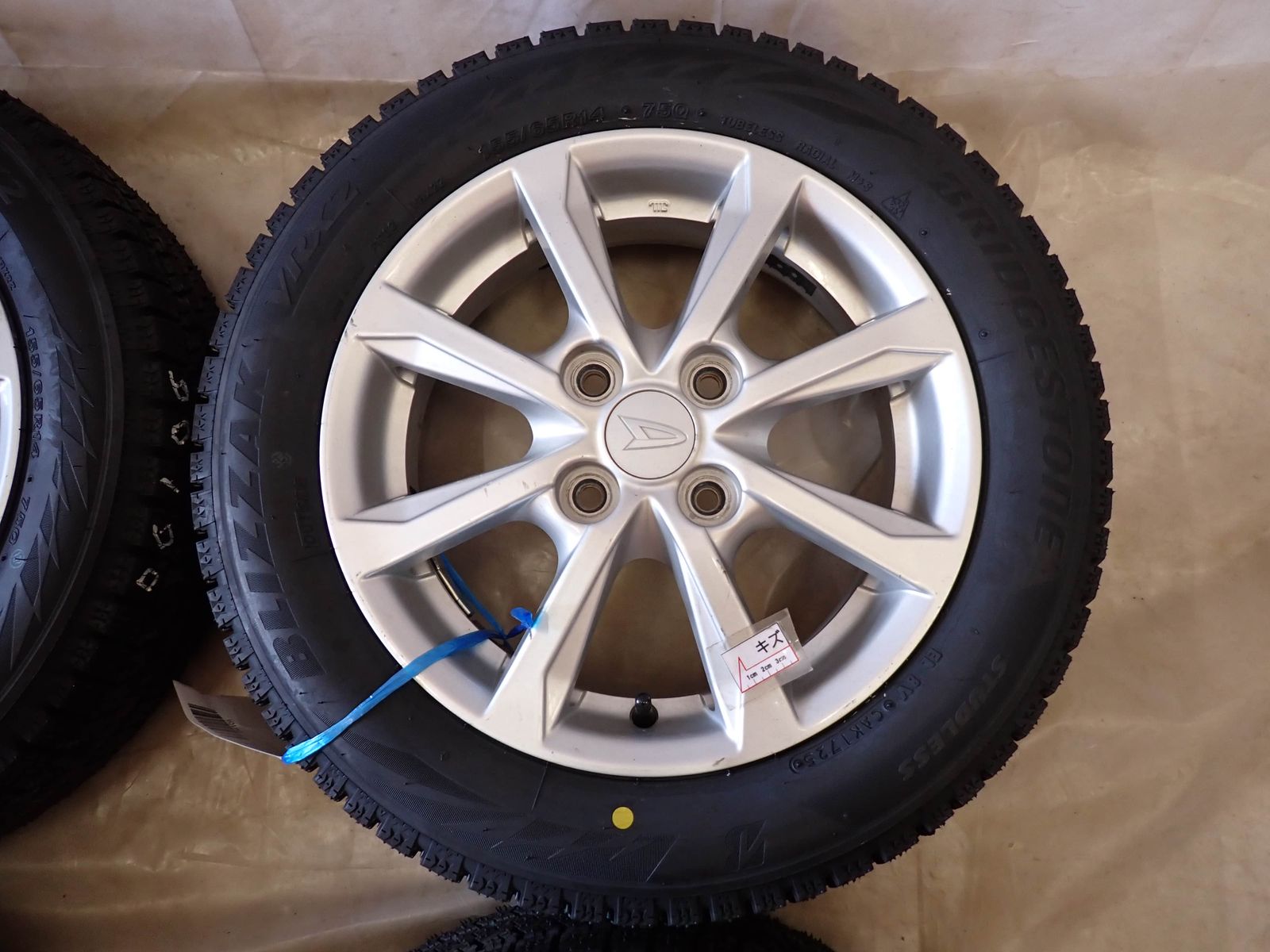 美味しい 冬 製 4本SET 会社宛 155 65R14×4.5J 75Q ブリヂストン ブリザック VRX2 ダイハツ純正アルミ タント ムーブ NO D6106