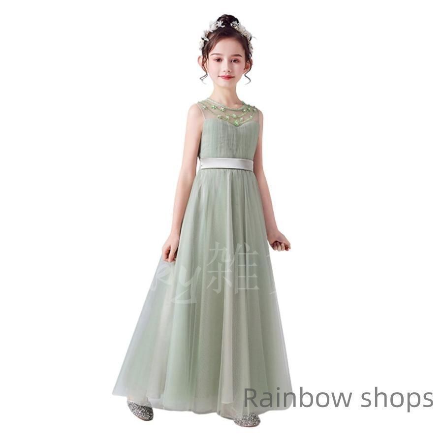 子供ドレス 発表会ドレス ワンピース 緑 グリーン ジュニア 女の子 ロング コンクール ドレス 結婚式 キッズ 160 150 140 こども ドレス 子供 発表会 グリーン 緑 結婚式 女の子 ジュニア ピアノ発表会