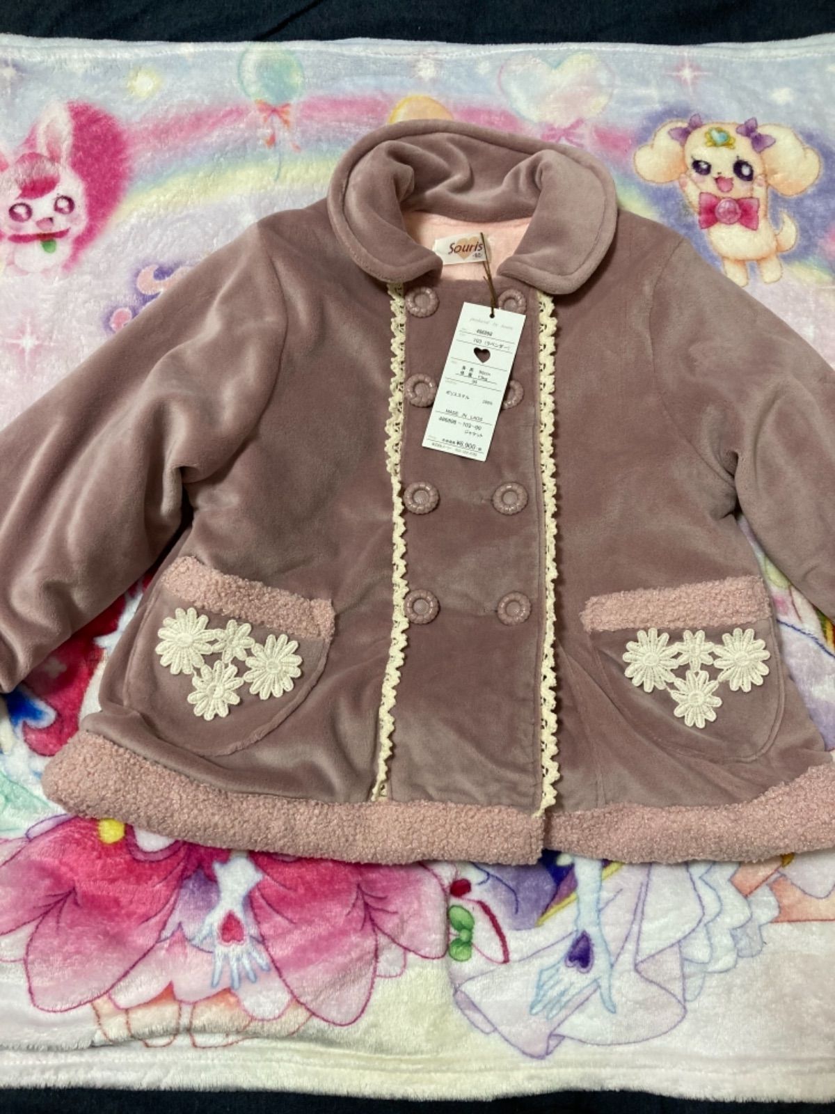 スーリー 新品 コート 90cm アウター 女の子 お花 リボン 秋服 冬服 