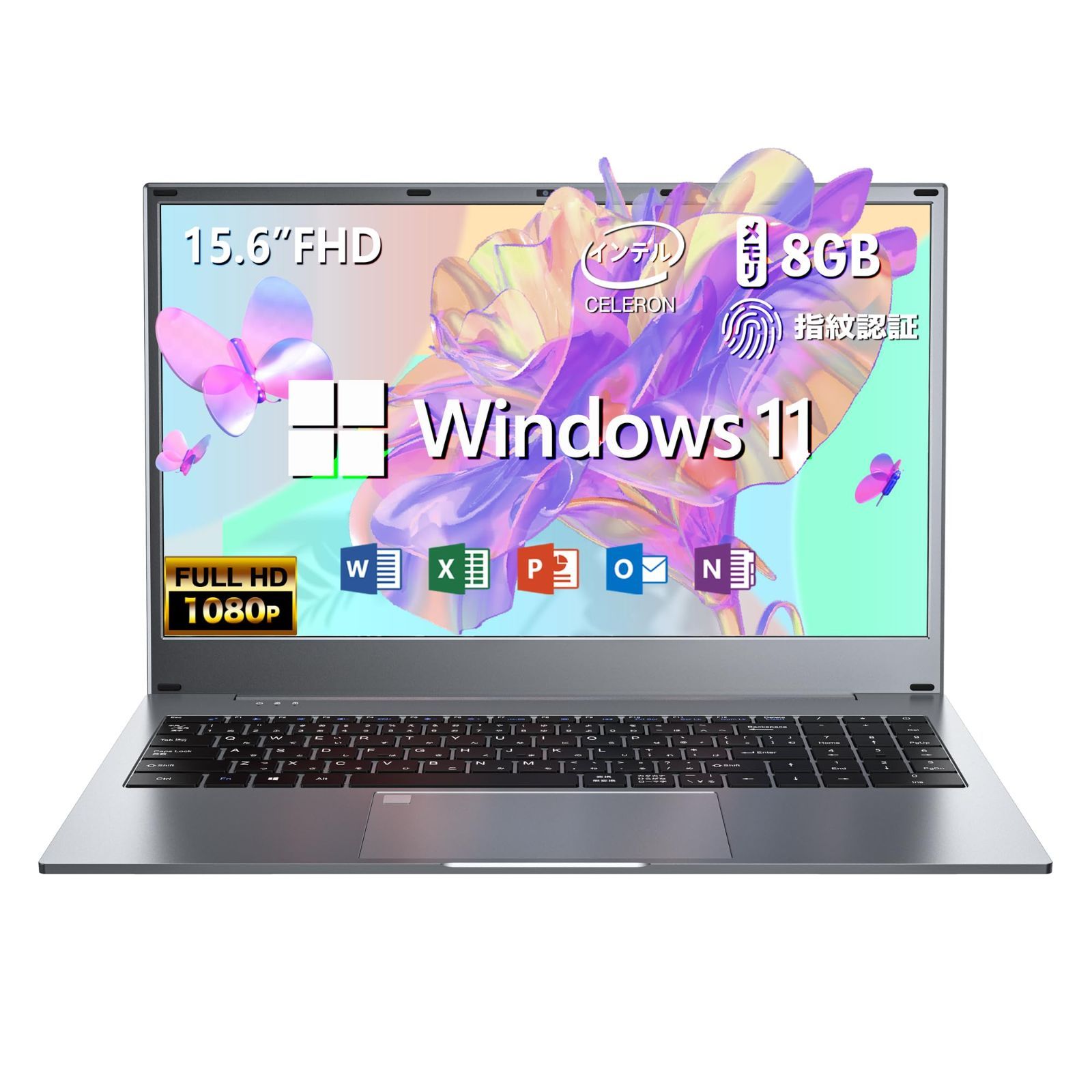 Dobios ノートパソコン 【Windows 11 Pro搭載】【MS Office 2019搭載】15.6インチIPS液晶/1920×1080FHD 180開け ディスプレイ 100万画素カメラ付き 大画面/薄型PCノート高性能 インテル Celeron