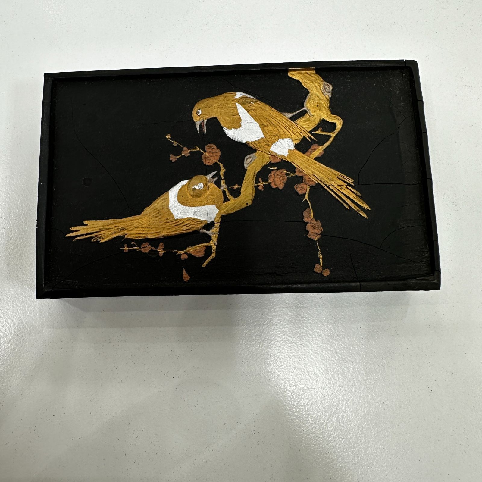 Aフォロー割引あり【保管品】古墨 中国徽墨 梅鵲 安徽省 箱付き 