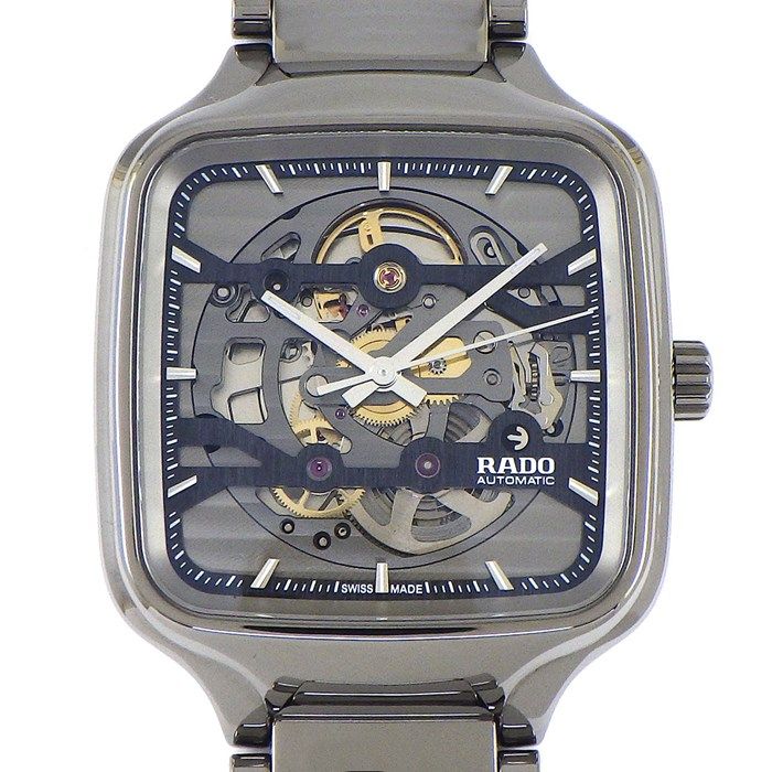 ラドー RADO 腕時計 トゥルー R27125152 スクエア スケルトン文字盤 裏スケ プラズマハイテクセラミックス チタン 自動巻き 【箱・保付き】 【中古】 ラドー RADO 腕時計 トゥルー R27125152 スクエア スケルトン文字盤 裏