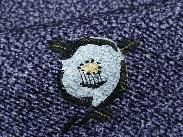 平和屋着物○北大路魯山人 小紋 椿文 金彩 正絹 逸品 CAAR8095vf  