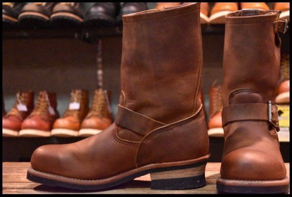 【8D 美品 09年】レッドウィング 2972 エンジニア 茶 カッパー ラフ＆タフ ブラウン スチールトゥ プルオン ブーツ redwing HOPESMORE【EF354】