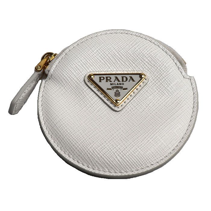 PRADA プラダ サフィアーノ トライアングル コインケース ホワイト 1MM006_QHH_F0009 ICチップ レディース 中古 美品