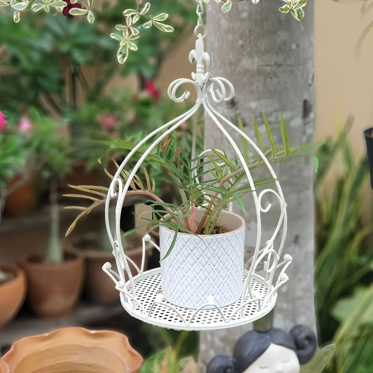 ハンキングプランター 吊り下げ ぶら下げ プラントハンガー プランターホルダー 植物 ハンガーポット 観葉植物 インテリア シンプル ホワイト グリーン ヴィンテージ風 屋内 屋外 リビング ダイニング ガーデニング オシャレ インテリア用品