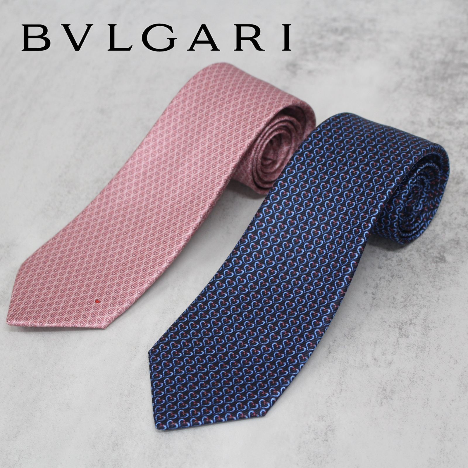 S129)【美品】BVLGARI ネクタイ ハートモチーフ 2本セット 箱付き