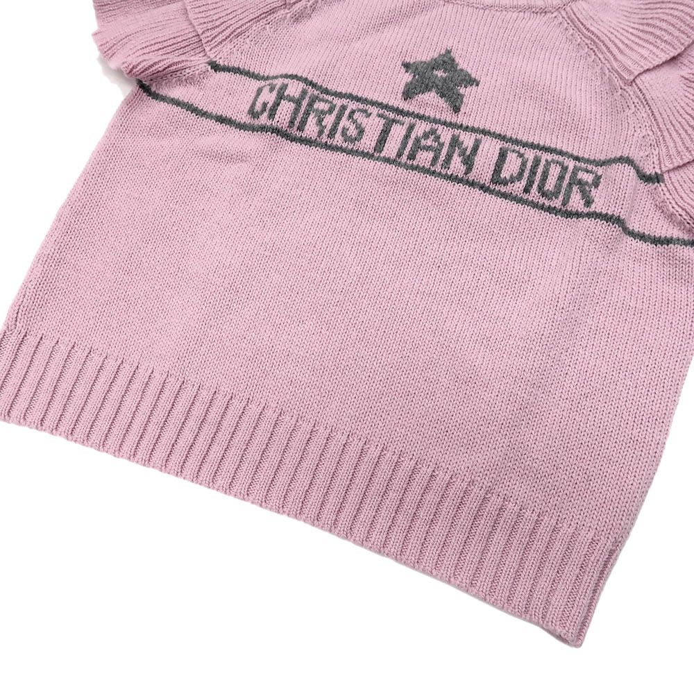 【名東】ディオール 半袖ニット フリル 36サイズ ピンク 344S13BM003 カシミヤ レディース アパレル 女 服 名東】ディオール 半袖ニット フリル 36サイズ ピンク