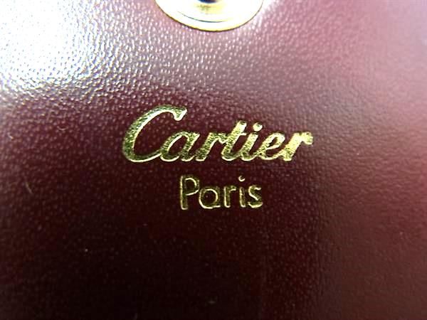 美品　カルティエ　コインケース　ボルドー　マストライン　ロゴ型押し Cartier カルティエ マストライン レザー コインケース コイン