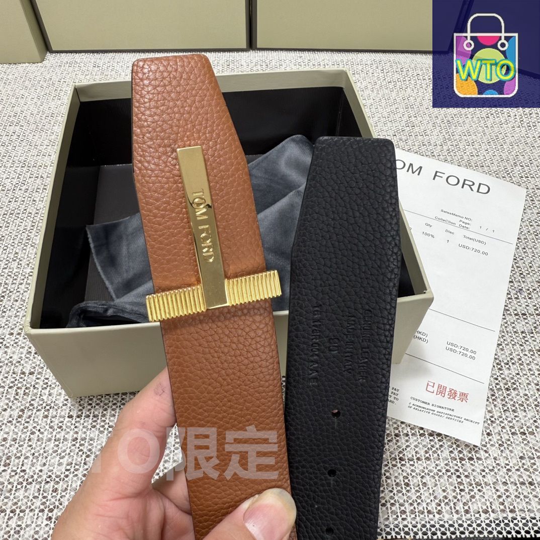 LEON掲載モデル トムフォード TOM FORD Tバックルベルト TOM FORD トム フォード メンズ ベルト レザー Tバックル