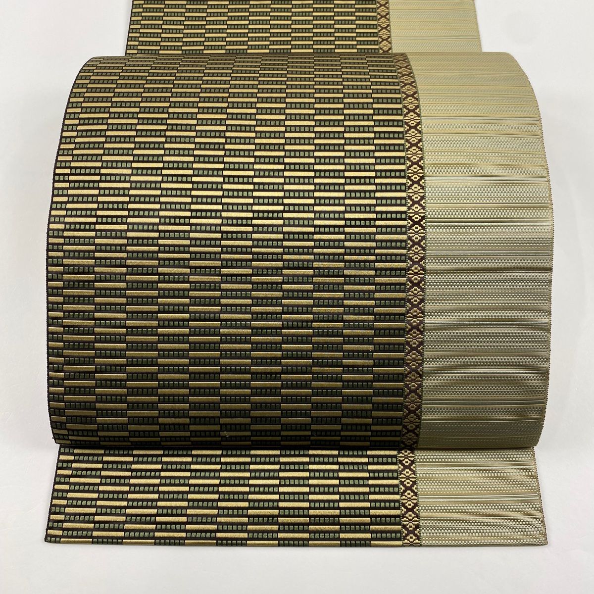 平和屋本店□極上 夏物 銀座 志ま亀 名古屋帯 帯反物 杜若 手描き 麻