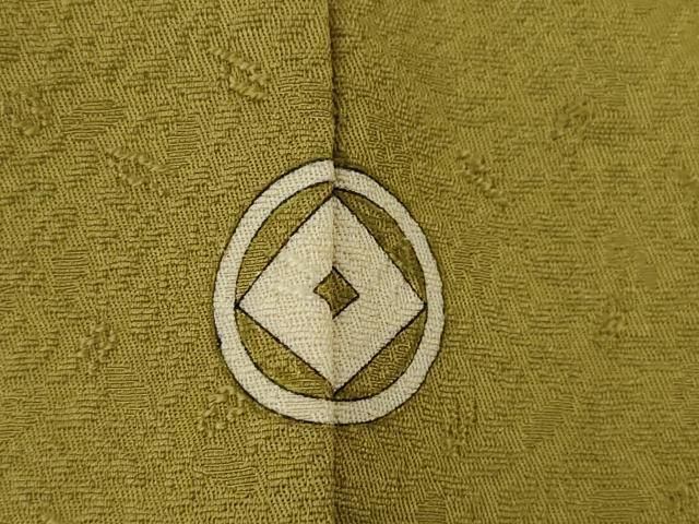 平和屋着物○上質な色無地 葉尽くし地紋 青朽葉色 正絹 逸品