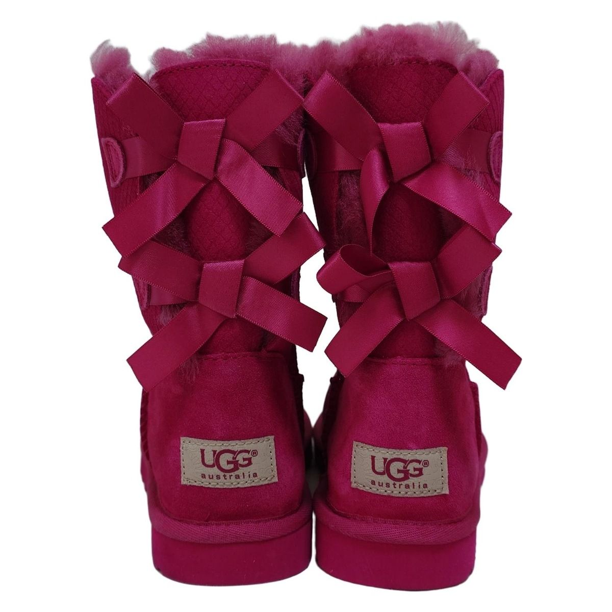 UGG アグ ショートブーツ 23 レディース ベイリーボウ エキゾチック スケールズ 1007526 ピンク リボン|型押し加工 ムートン KIN-KAAI_COM